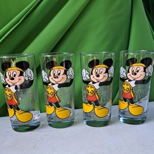 Very Vintage ADORABLE Mickey Champion Tall Tea Glasses set of 4